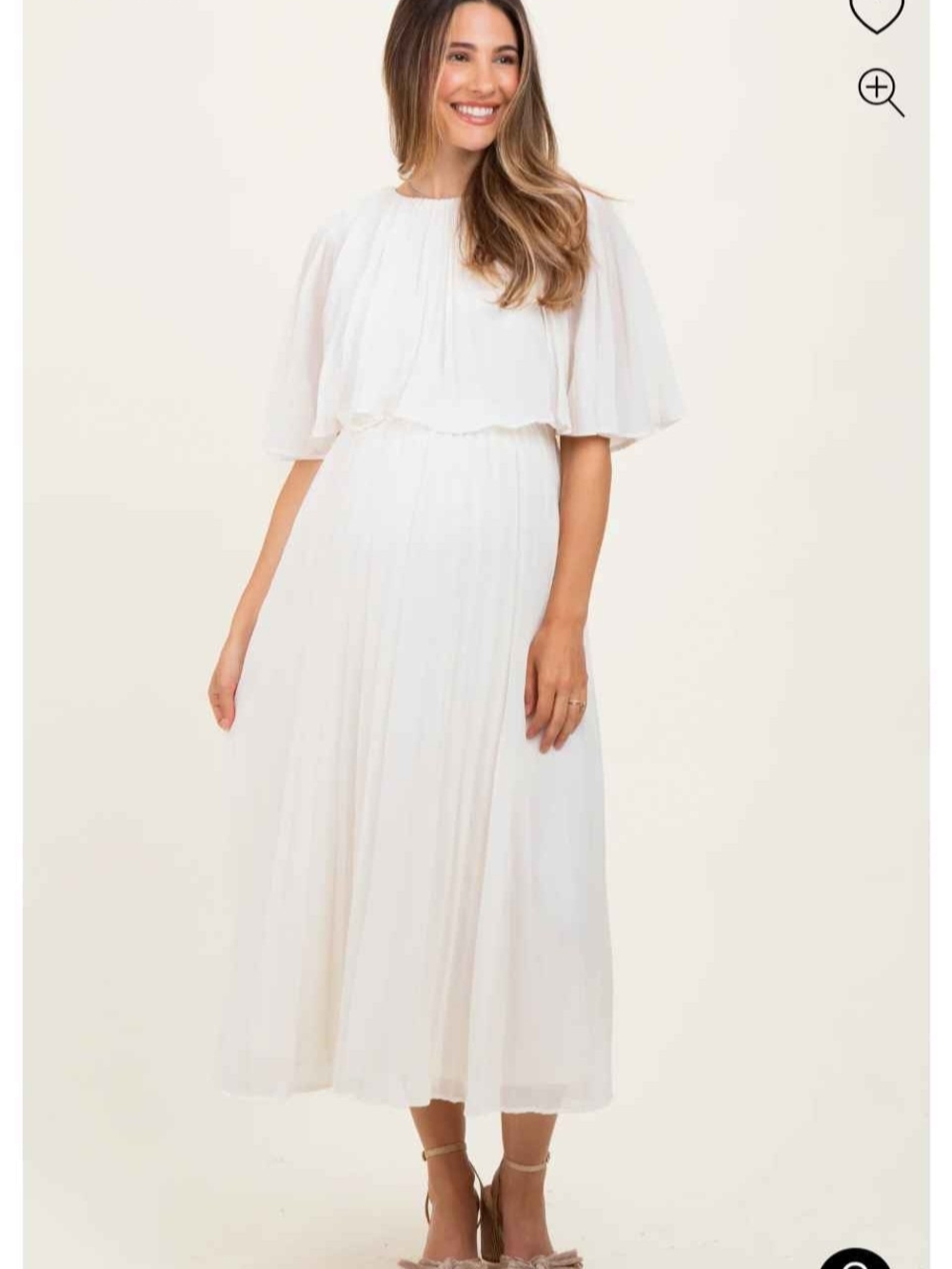 NWT Pinkblush White/Ivory Cape Midi Maternity Dress - Small